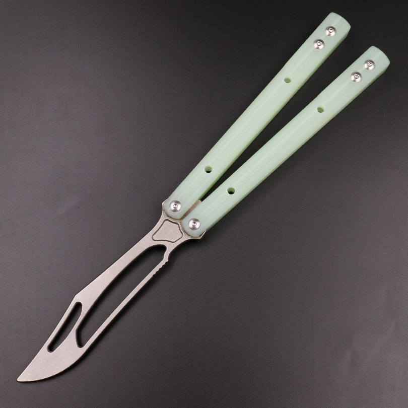 G10 Orca, Titanium Alloy Blade, Integrated G10 Handle, Double Gasket Bushing Structure, Butterfly Knife Throwing Knife Unbladed