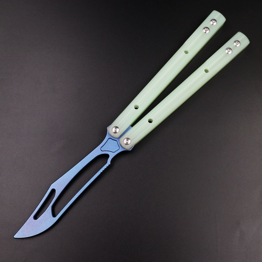 G10 Orca, Titanium Alloy Blade, Integrated G10 Handle, Double Gasket Bushing Structure, Butterfly Knife Throwing Knife Unbladed