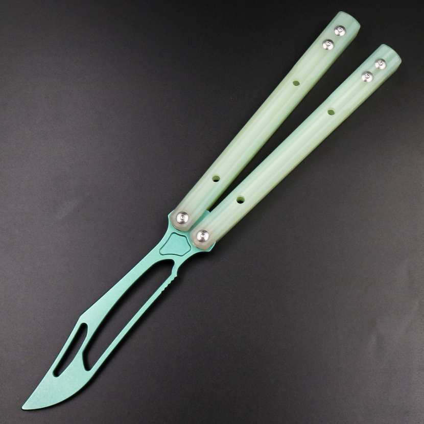 G10 Orca, Titanium Alloy Blade, Integrated G10 Handle, Double Gasket Bushing Structure, Butterfly Knife Throwing Knife Unbladed