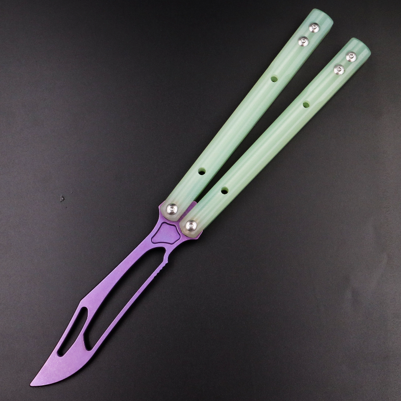 G10 Orca, Titanium Alloy Blade, Integrated G10 Handle, Double Gasket Bushing Structure, Butterfly Knife Throwing Knife Unbladed