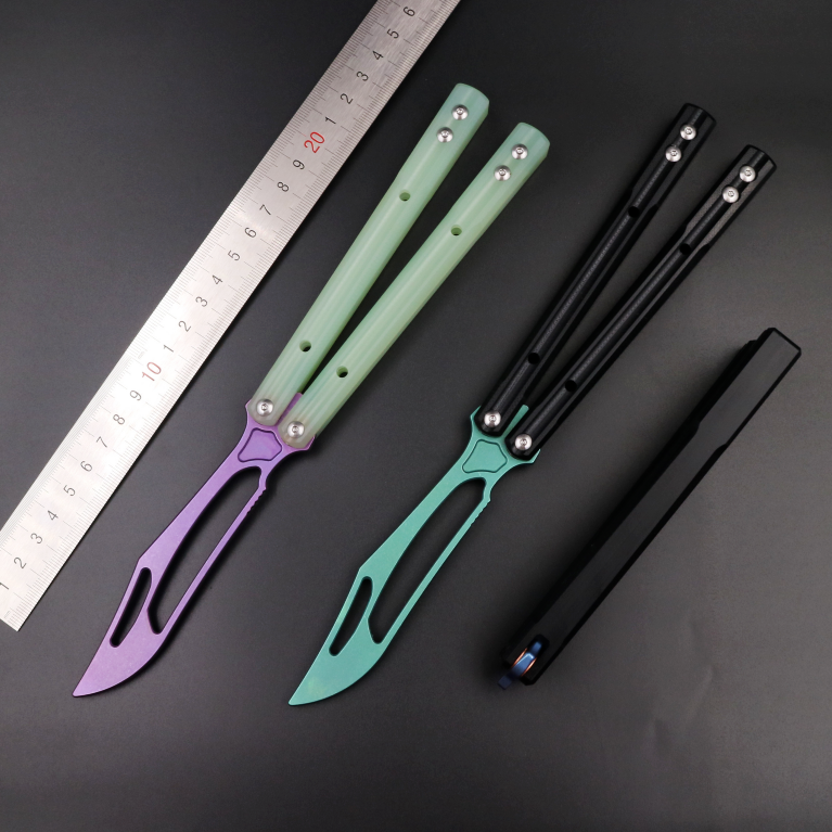 G10 Orca, Titanium Alloy Blade, Integrated G10 Handle, Double Gasket Bushing Structure, Butterfly Knife Throwing Knife Unbladed