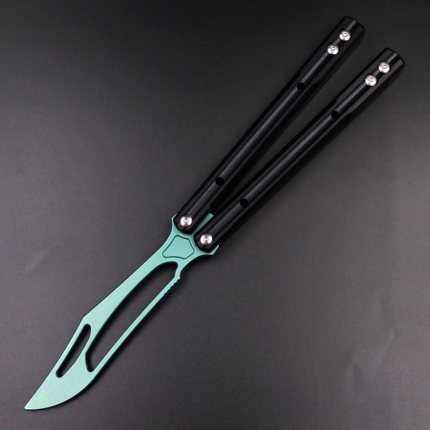 G10 Orca, Titanium Alloy Blade, Integrated G10 Handle, Double Gasket Bushing Structure, Butterfly Knife Throwing Knife Unbladed