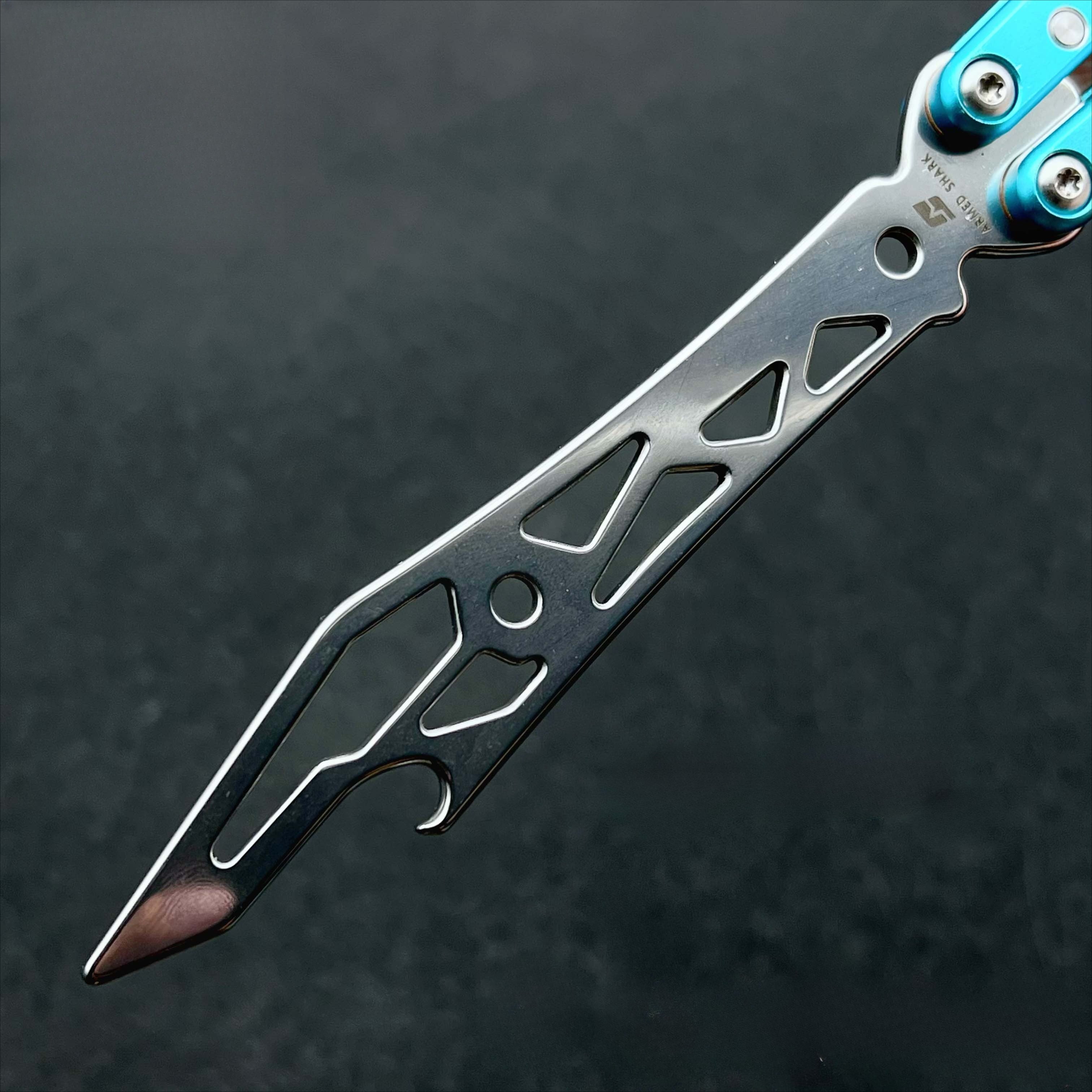 War Shark Barracuda Butterfly Knife 7 Series Aluminum Integrated Handle, Fancy Shaft Sleeve, Unbladed
