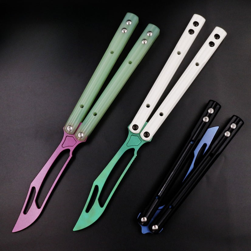 G10 Orca, Titanium Alloy Blade, Integrated G10 Handle, Double Gasket Bushing Structure, Butterfly Knife Throwing Knife Unbladed