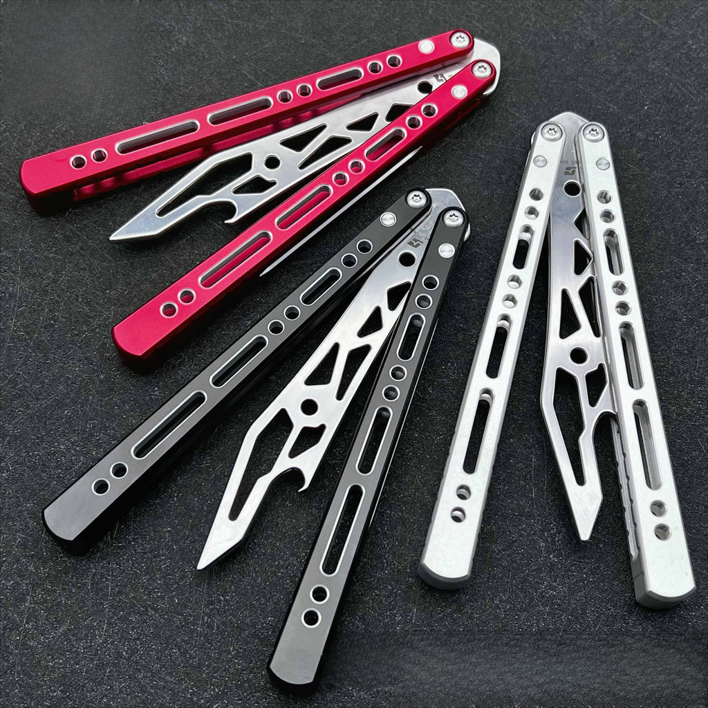 War Shark Barracuda Butterfly Knife 7 Series Aluminum Integrated Handle, Fancy Shaft Sleeve, Unbladed