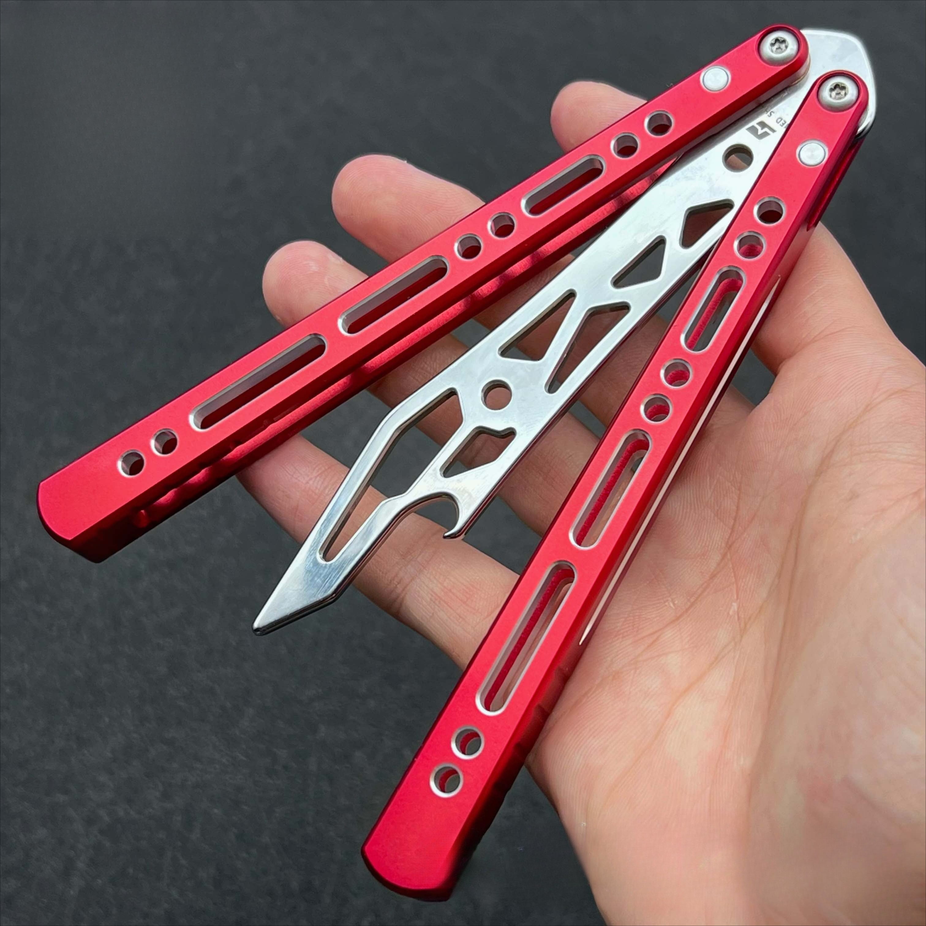 War Shark Barracuda Butterfly Knife 7 Series Aluminum Integrated Handle, Fancy Shaft Sleeve, Unbladed