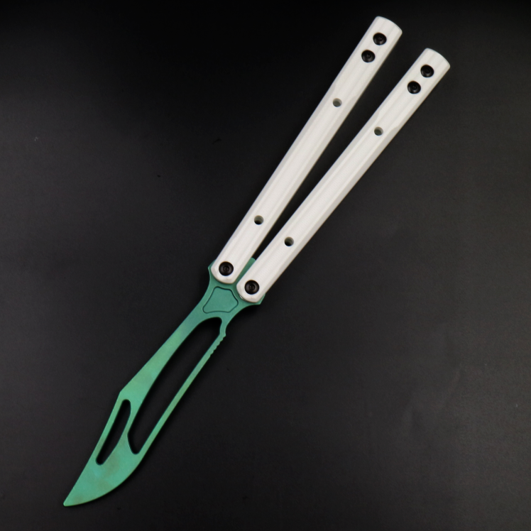 G10 Orca, Titanium Alloy Blade, Integrated G10 Handle, Double Gasket Bushing Structure, Butterfly Knife Throwing Knife Unbladed