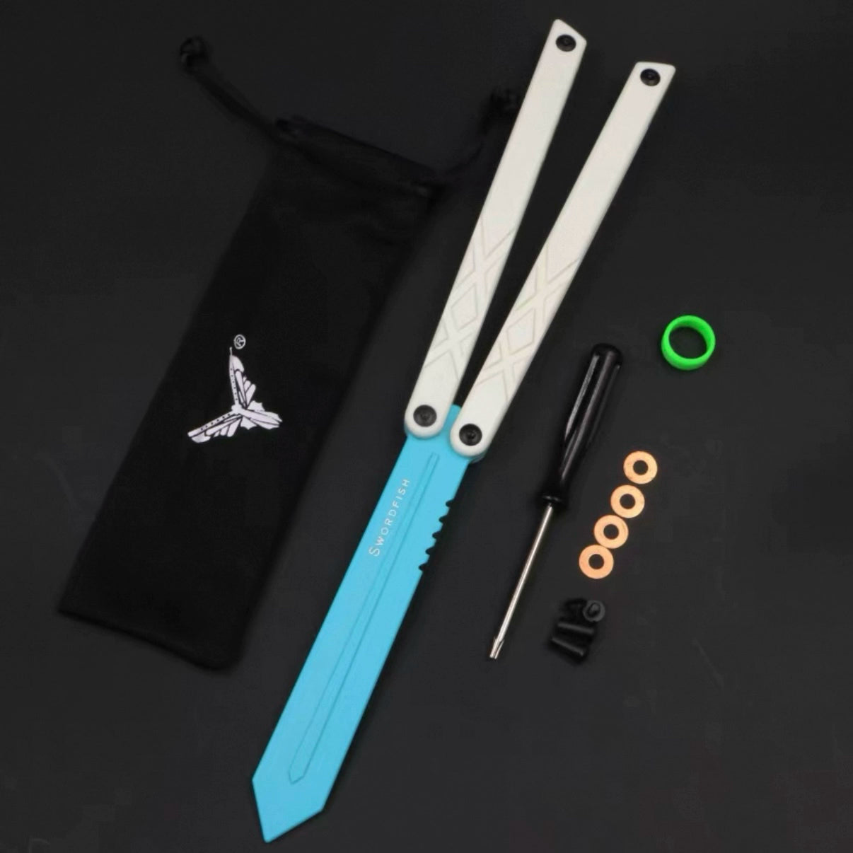 Swordfish G10 plastic butterfly knife, unbladed, splicing handle practice portable