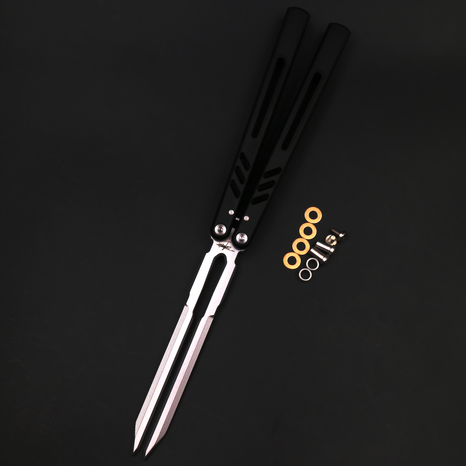 8802v1 Seven Series Aluminum, Unbladed Butterfly Knife, Fancy Beginner Entry, Entertainment Safe Decompression