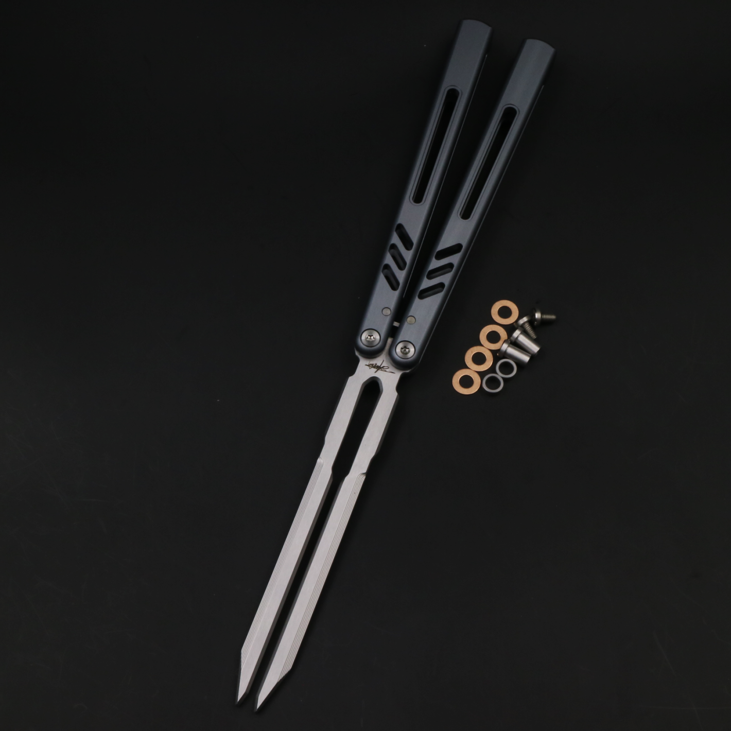 8802v1 Seven Series Aluminum, Unbladed Butterfly Knife, Fancy Beginner Entry, Entertainment Safe Decompression