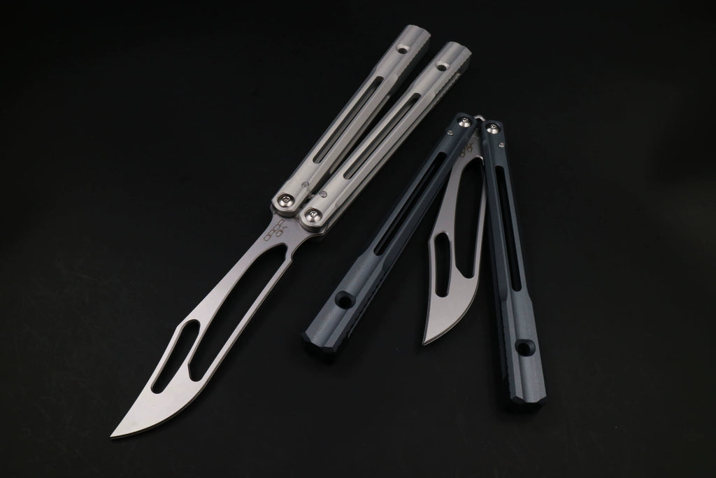 Ban Yu Aluminum Whale, Seven Series Aluminum, Unbladed Butterfly Knife, Glass Sound, Beginner Safety Decompression Finger Limit