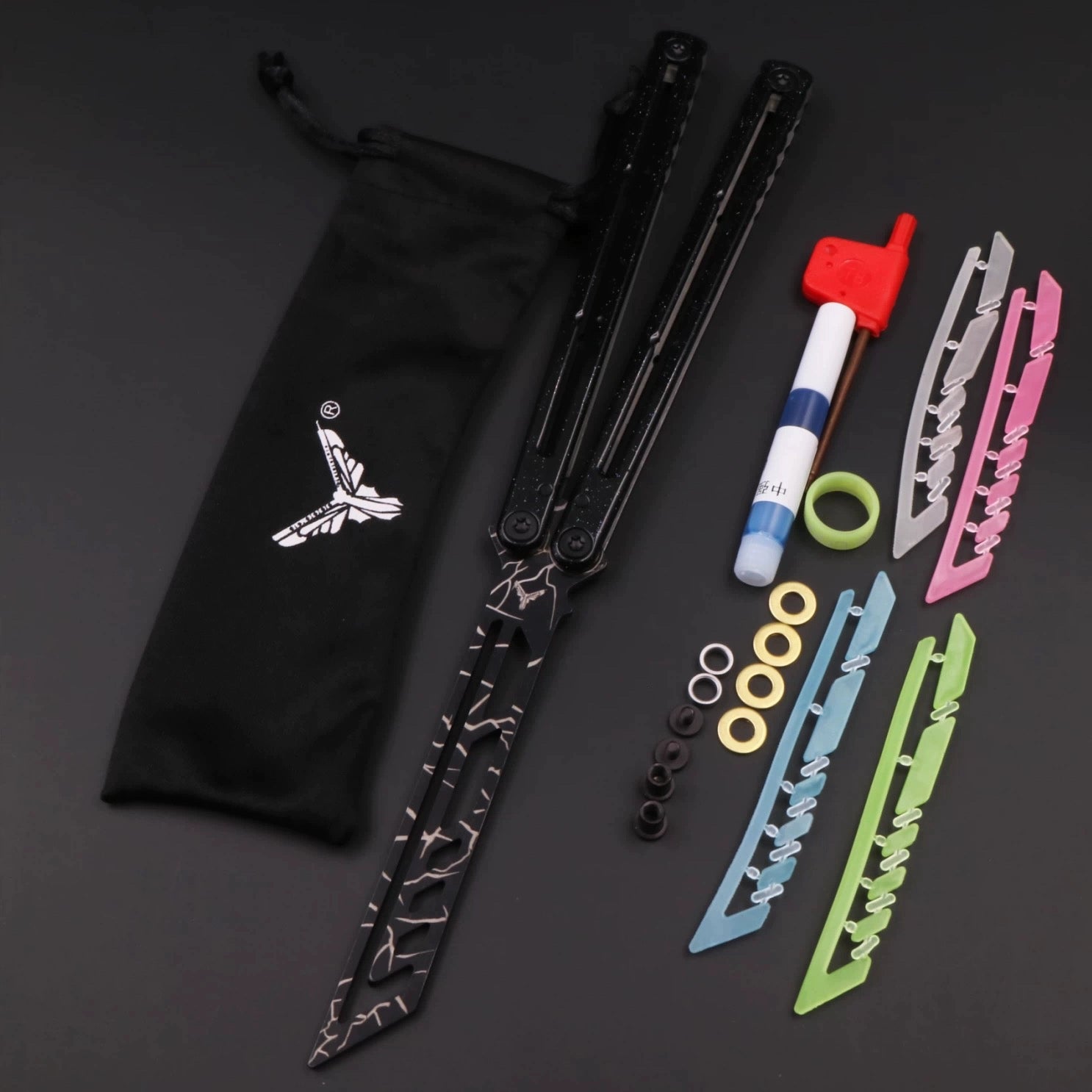 Luminous steel siren, novice butterfly knife, luminous counterweight unbladed