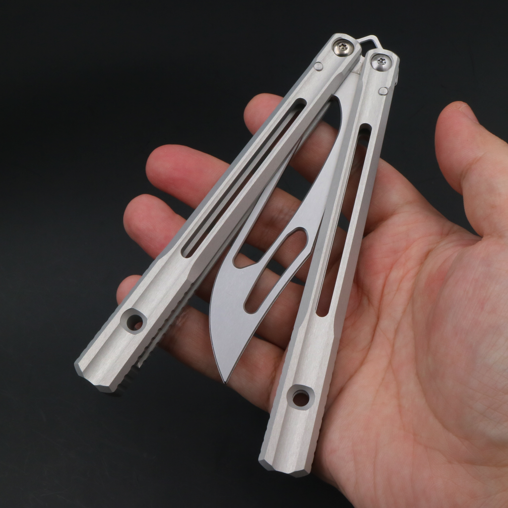 Ban Yu Aluminum Whale, Seven Series Aluminum, Unbladed Butterfly Knife, Glass Sound, Beginner Safety Decompression Finger Limit