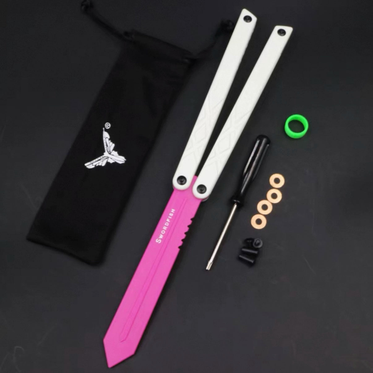 Swordfish G10 plastic butterfly knife, unbladed, splicing handle practice portable