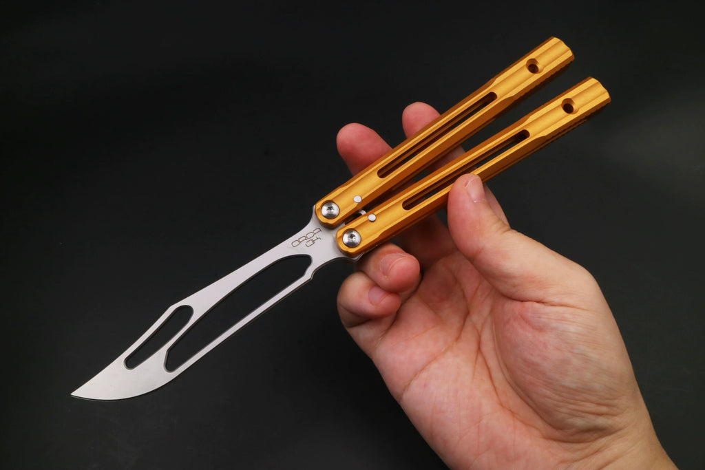 Ban Yu Aluminum Whale, Seven Series Aluminum, Unbladed Butterfly Knife, Glass Sound, Beginner Safety Decompression Finger Limit