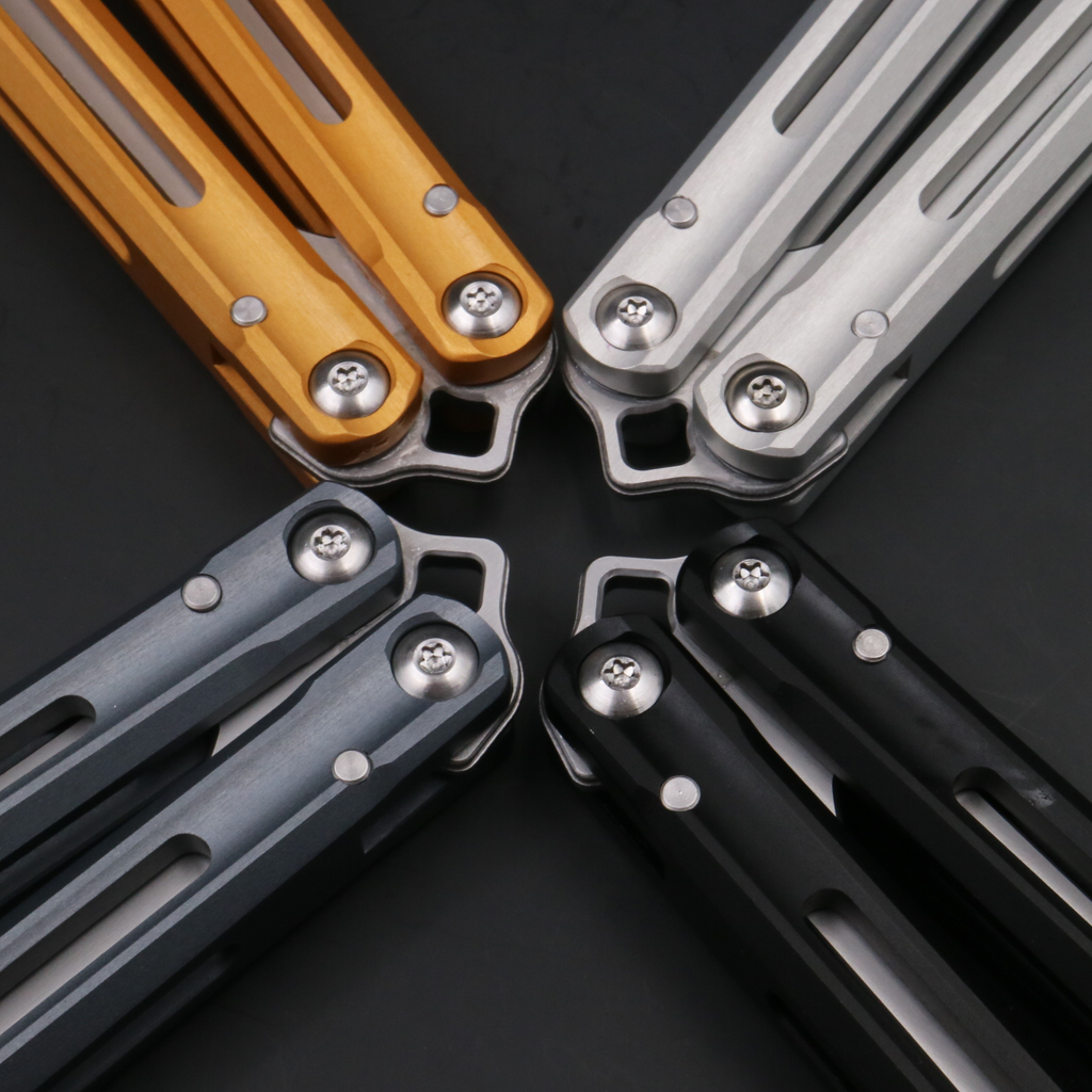 Ban Yu Aluminum Whale, Seven Series Aluminum, Unbladed Butterfly Knife, Glass Sound, Beginner Safety Decompression Finger Limit