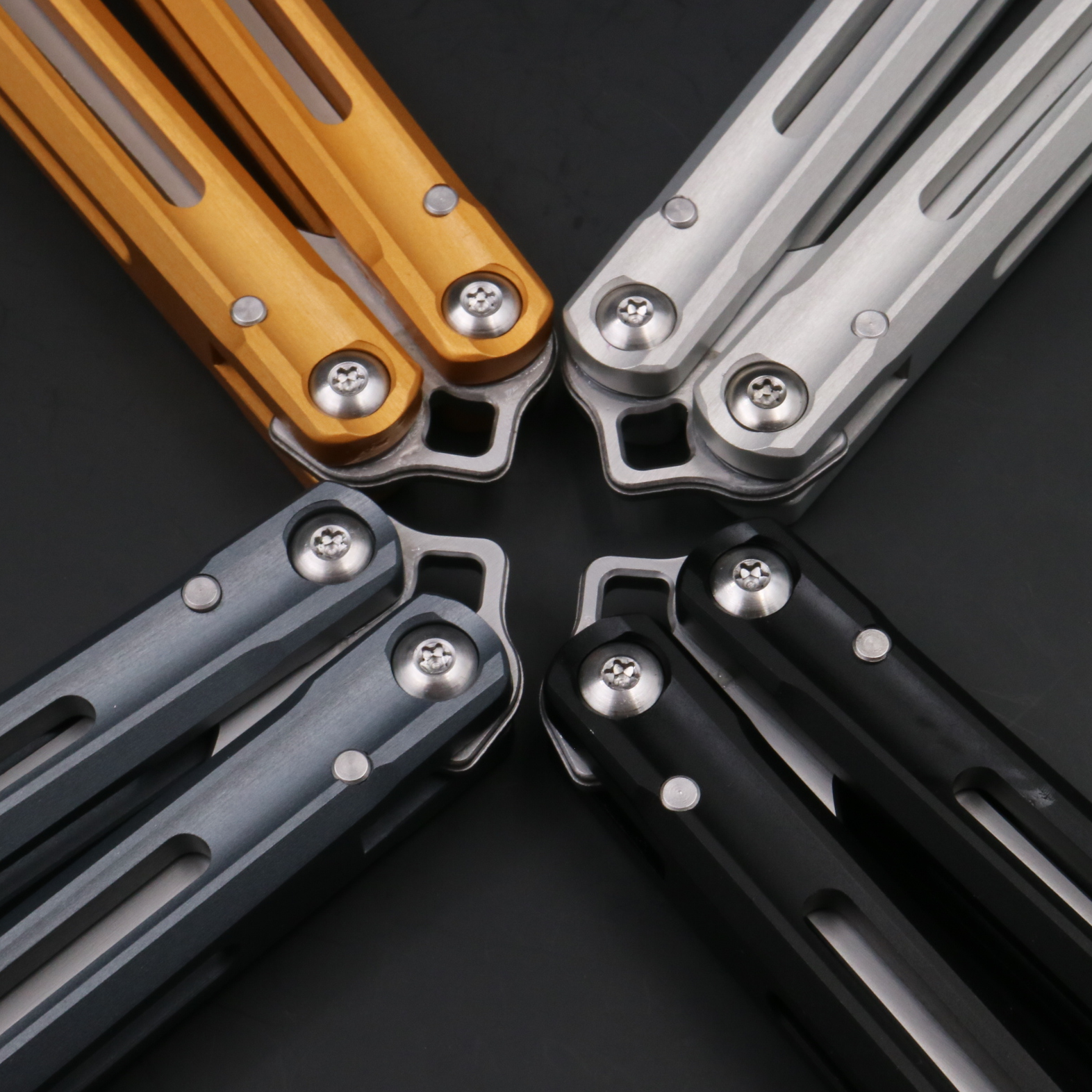 Ban Yu Aluminum Whale, Seven Series Aluminum, Unbladed Butterfly Knife, Glass Sound, Beginner Safety Decompression Finger Limit