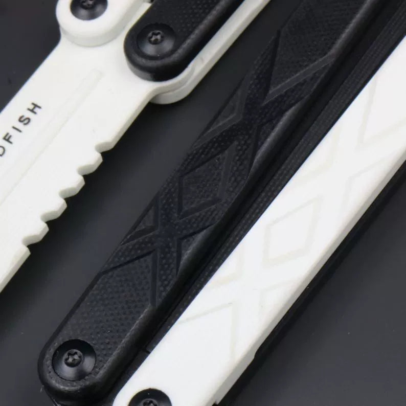 Swordfish G10 plastic butterfly knife, unbladed, splicing handle practice portable