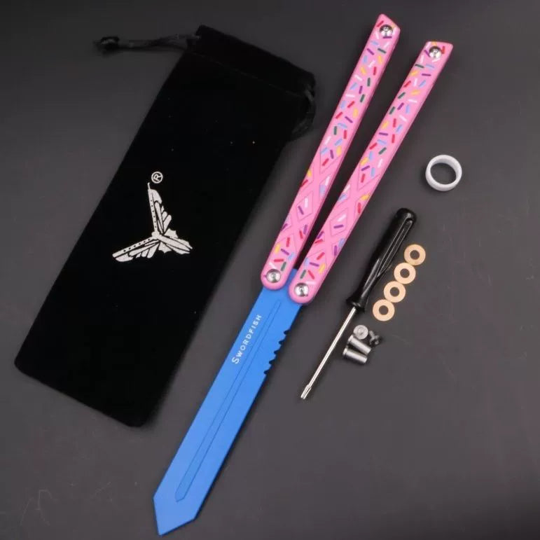 Swordfish G10 plastic butterfly knife, unbladed, splicing handle practice portable