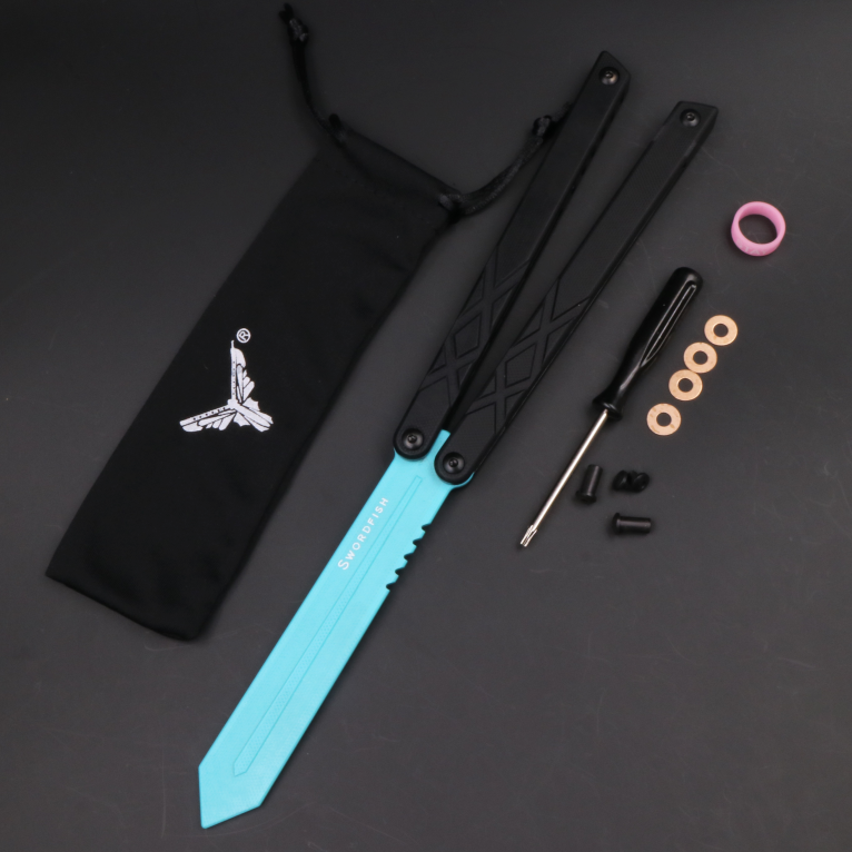 Swordfish G10 plastic butterfly knife, unbladed, splicing handle practice portable