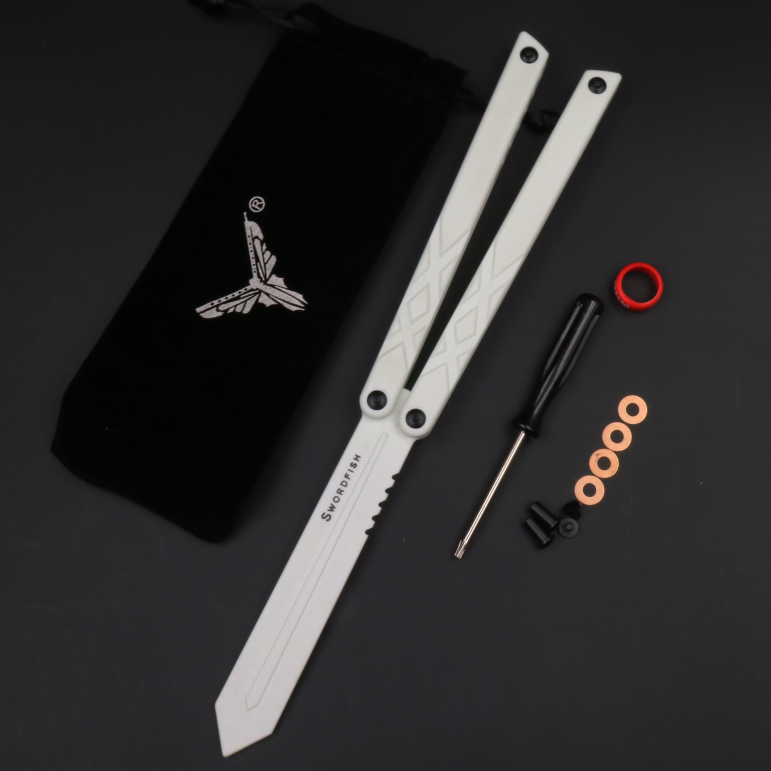 Swordfish G10 plastic butterfly knife, unbladed, splicing handle practice portable
