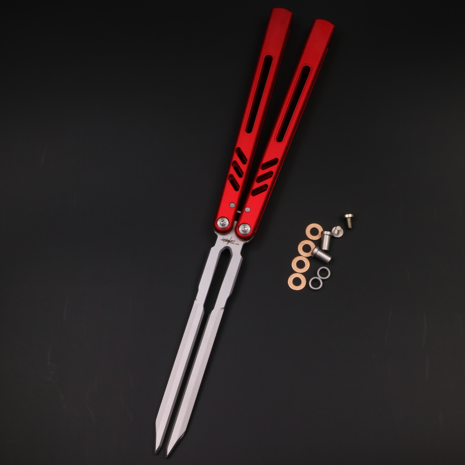 8802v1 Seven Series Aluminum, Unbladed Butterfly Knife, Fancy Beginner Entry, Entertainment Safe Decompression