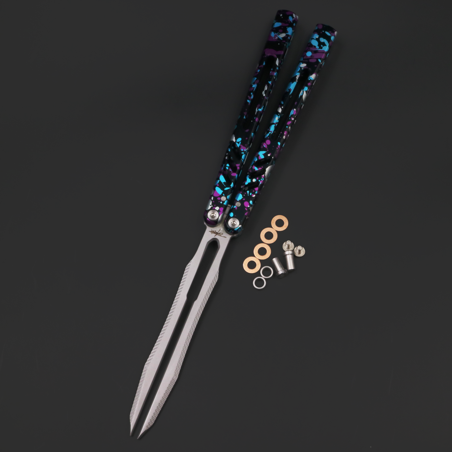 8802v1 Seven Series Aluminum, Unbladed Butterfly Knife, Fancy Beginner Entry, Entertainment Safe Decompression