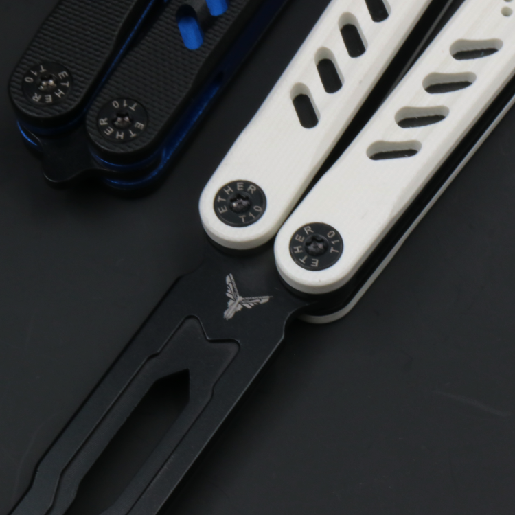 Ethereum G10 Aluminum Handle Butterfly Knife, Bushing Structure CNC Seiko, Throwing Knife Practice Knife Without Cutting Edge
