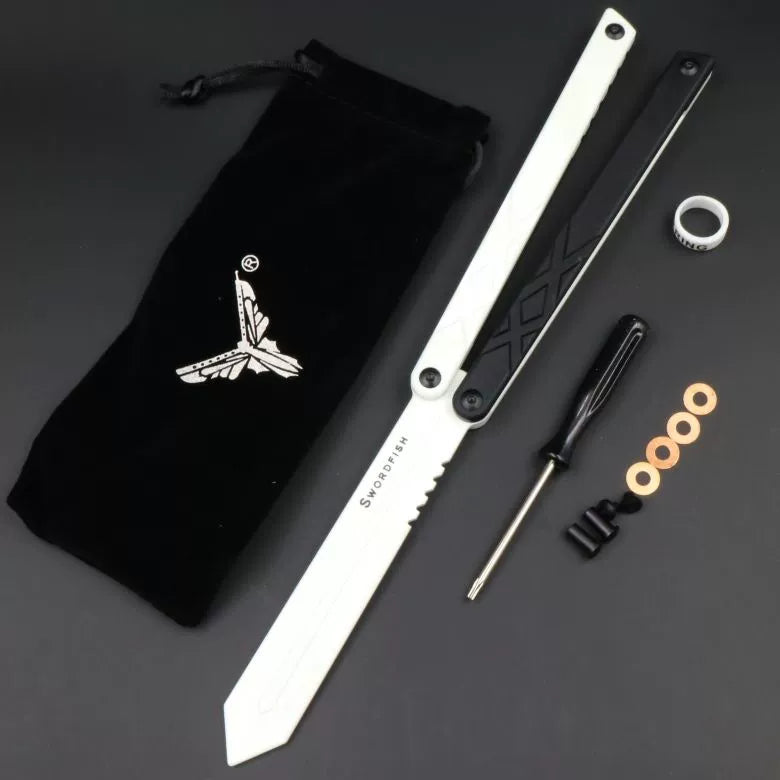 Swordfish G10 plastic butterfly knife, unbladed, splicing handle practice portable