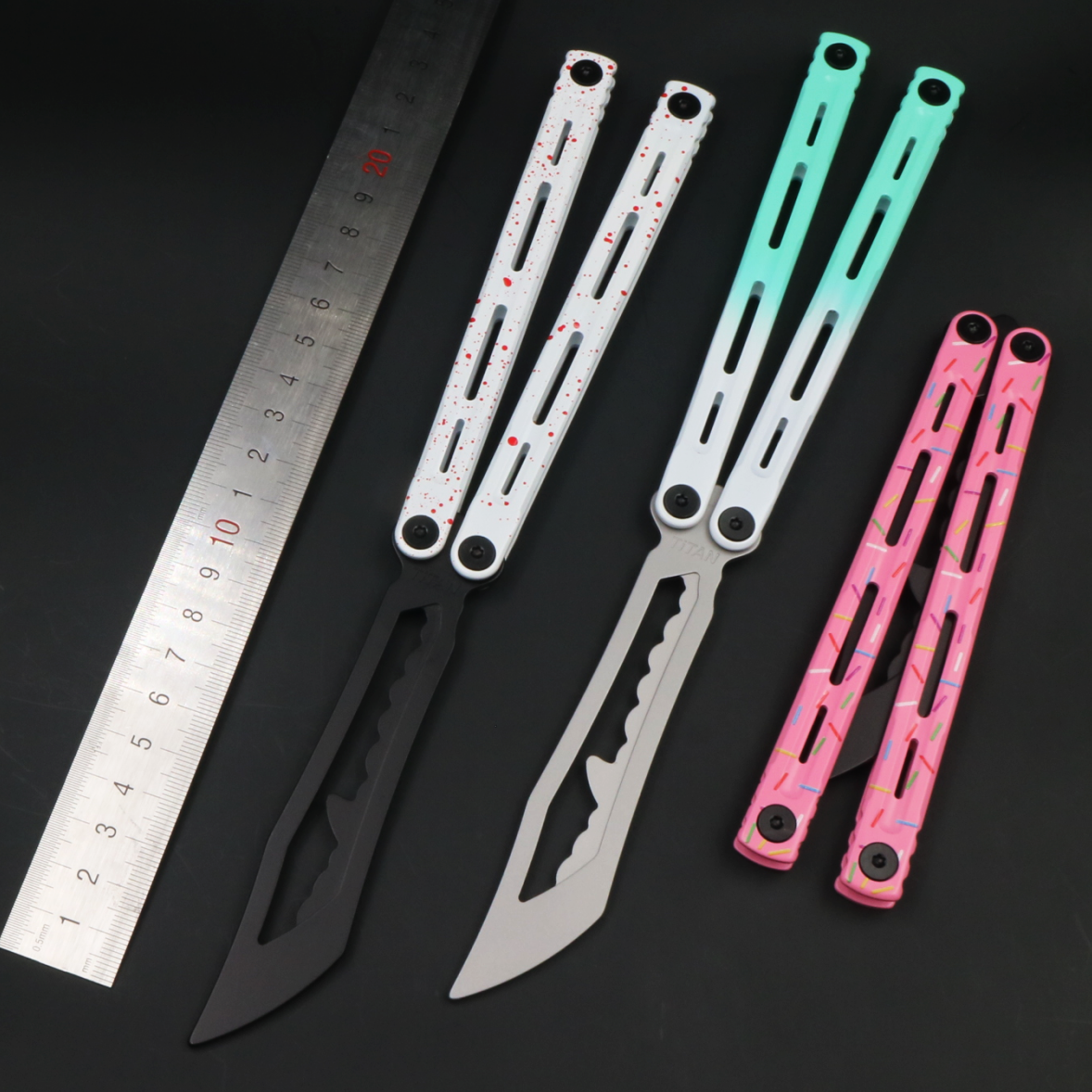 Steel Poseidon Butterfly Knife Fancy Integrated Steel Material Safe No Blade Practice Blade Performance Props