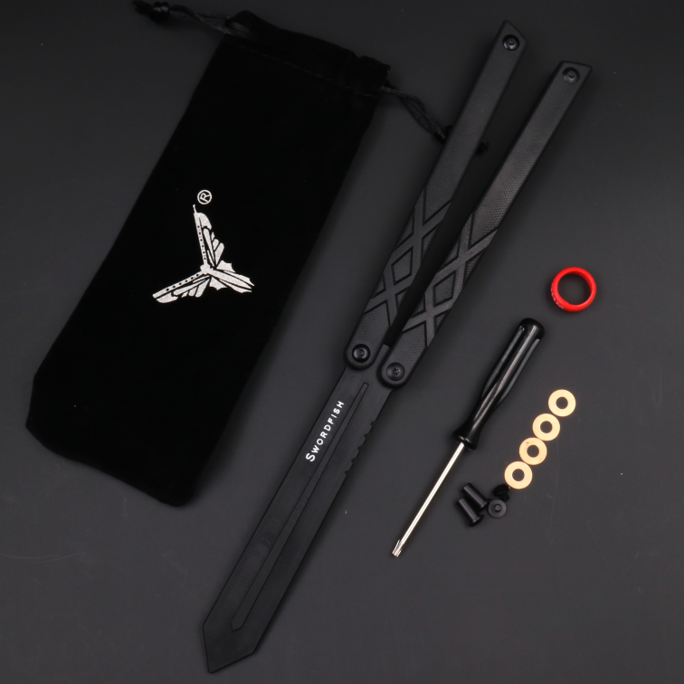 Swordfish G10 plastic butterfly knife, unbladed, splicing handle practice portable