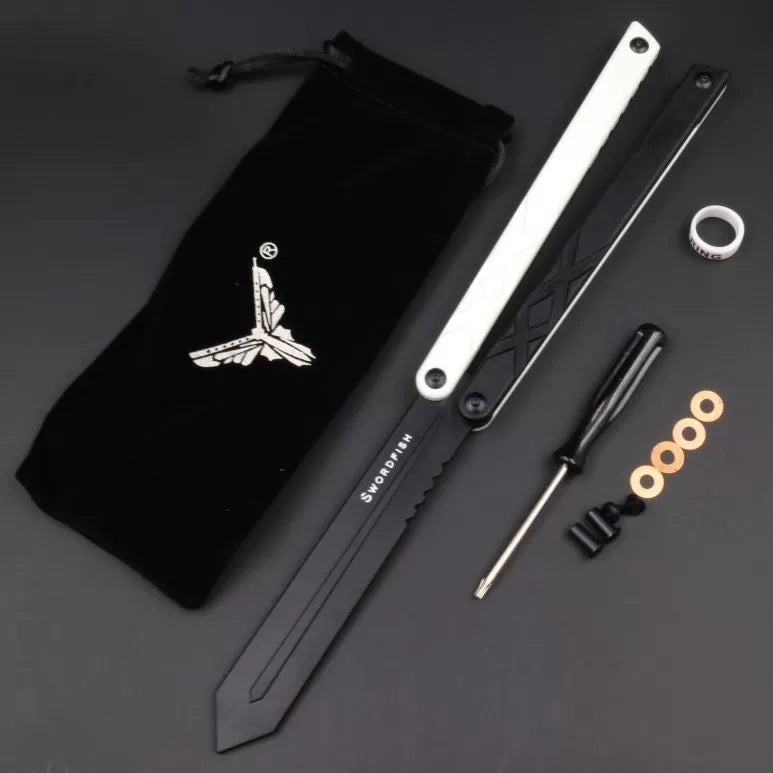 Swordfish G10 plastic butterfly knife, unbladed, splicing handle practice portable