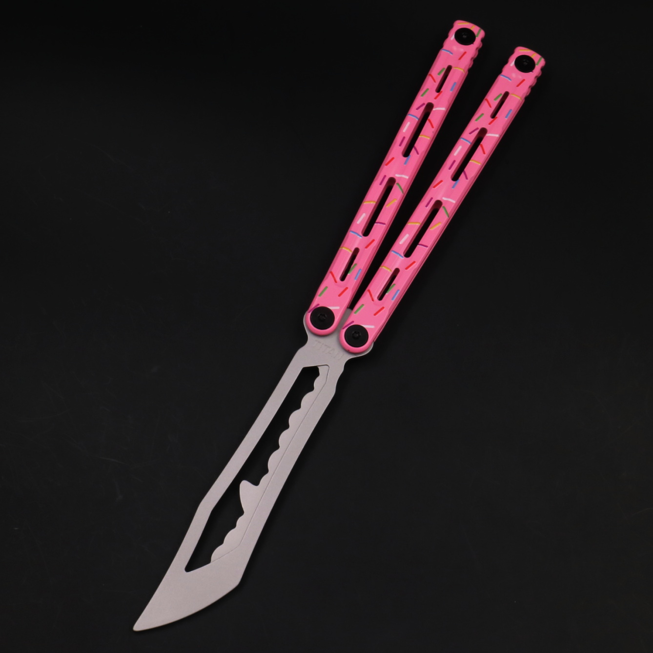 Steel Poseidon Butterfly Knife Fancy Integrated Steel Material Safe No Blade Practice Blade Performance Props