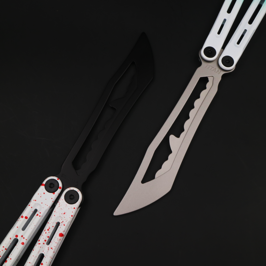 Steel Poseidon Butterfly Knife Fancy Integrated Steel Material Safe No Blade Practice Blade Performance Props